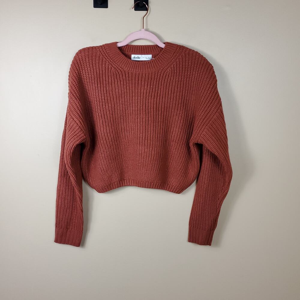 Elodie Crewneck Cropped Sweater in Rust Size L